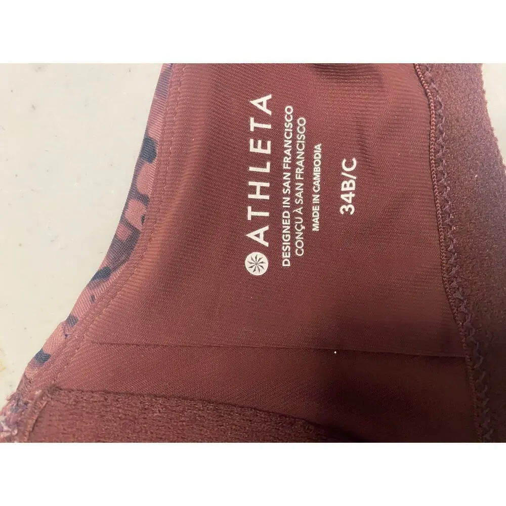 ATHLETA Bondi Bra Cup Bikini Wired Top In Camo Flora Decadent Chocolate 34B 34C‎
